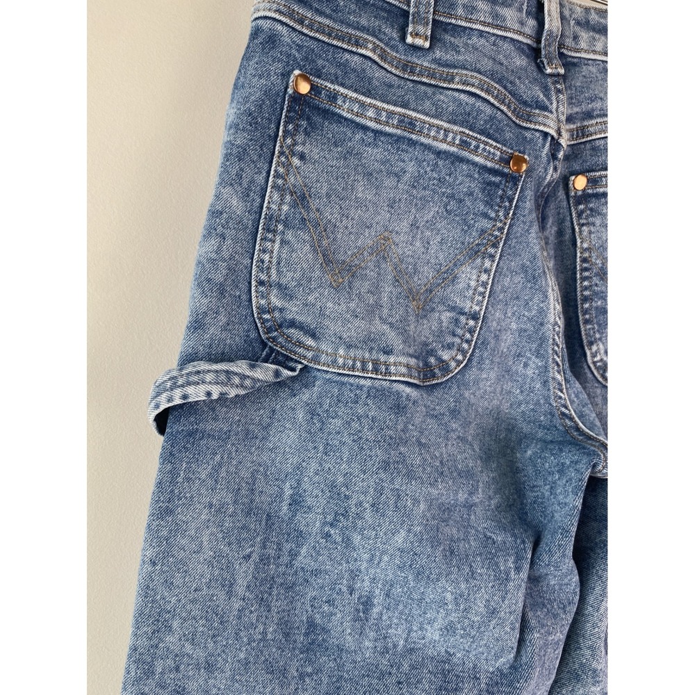 Wrangler Womens Carpenter Jeans 28 Blue High Rise Straight Leg Utility 90s Baggy - Picture 9 of 16